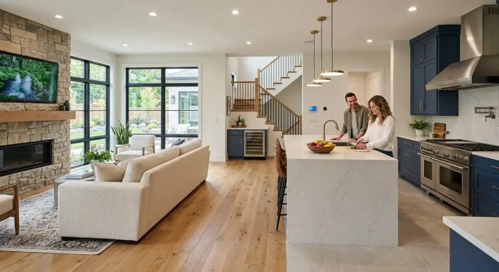 What are common upgrades offered by custom home builders?