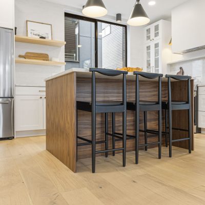 kitchen island hardwood in white kitchen