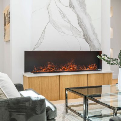 marble fire place in living room